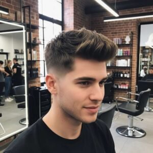 Textured crop hairstyle for men 2025 with short sides and messy top